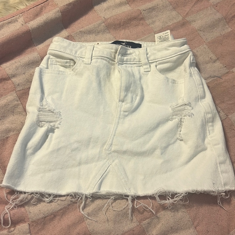 Hollister Jean skirt white worn once